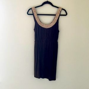 Flounce brown empire waist tunic with sequins